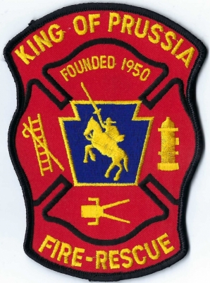 King of Prussia Fire Rescue (PA)
King of Prussia's name is from an inn and tavern opened in 1769 in a converted farmhouse originally built by Welsh Quakers in 1719.
