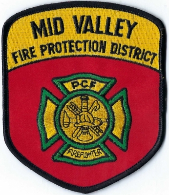 Mid Valley Fire Protection District (CA)
DEFUNCT - Merged w/Fresno County Fire Department.  PCF is "Paid Called Firefighter".
