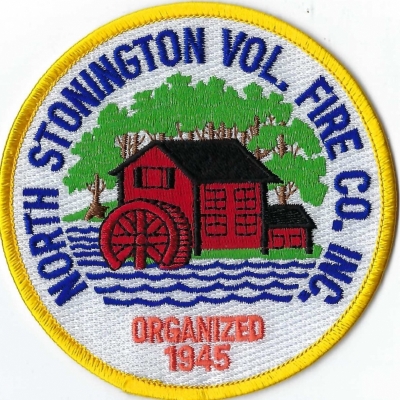 North Stonington Volunteer Fire Company (CT)
North Stonington maintains a 19th-century water mill in town.  Logo is on the FD patch.

