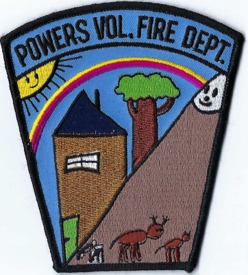 Powers Volunteer Fire Department (OR)
Powers VFD did a contest with the elementary school to design their shoulder patch.  This was the winner.
