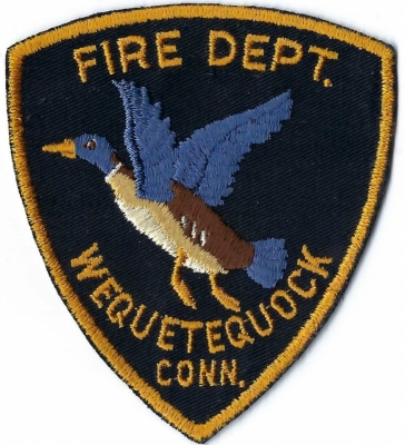 Wequetequock Fire Department (CT)
The name "Wequetequock" is a Pequot word that means "land of the flying wood duck.  Pronounced "wickety-kwock".
