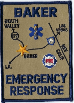 Baker Emergency Services (CA)
DEFUNCT - Merged w/San Bernardino County Fire Department 1997.
