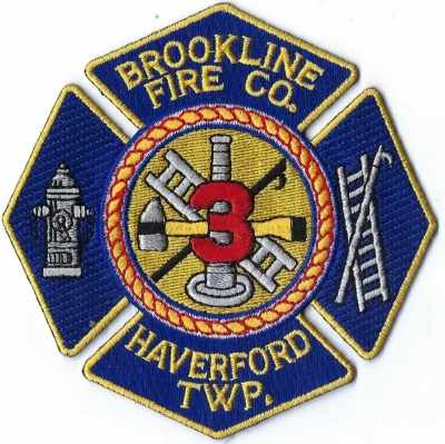 Brookline Fire Company (PA)
Old style patch no longer used.  This was station 3, now station 35.  Population < 2,000.
