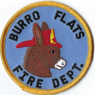Burro Flats Fire Department (NM)
Burro Flats gets its name from Potrero del Burro, which translates to "Pasture of the Burro" in Spanish.  Population < 2,000.
