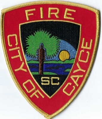 Cayce City Fire Department (SC)
Center of patch  -Talmetto Palm Tree (State Tree) and the river that runs through a big part of the town.
