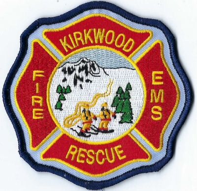 Kirkwood Fire Department (CA)
Known for the Kirwood Mountain Resort.  Firefighters ski and patrol the mountain (sse patch).  Population < 1,000
