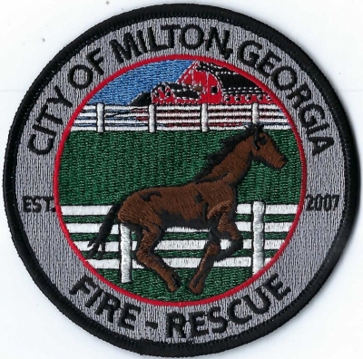 Milton City Fire Rescue (GA)
The city has over 200 active horse farms, which are spread out among neighborhoods range from a few horses to a dozen or more.
