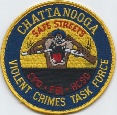 chattanooga violent crimes task force - hamilton co ( TN )
muli-agency patch =  Chattanooga Police Dept
                              FBI 
                              Hamilton County Sheriff
