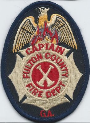 fulton county fire dept - captain - hat patch ( GA ) V-3
