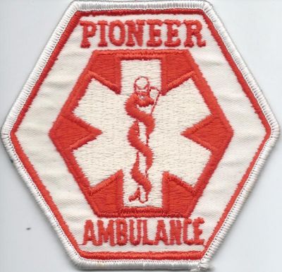 pioneer ambulance - city of east ridge , hamilton county ( TN) DEFUNCT 
patch is from 1970-80's
